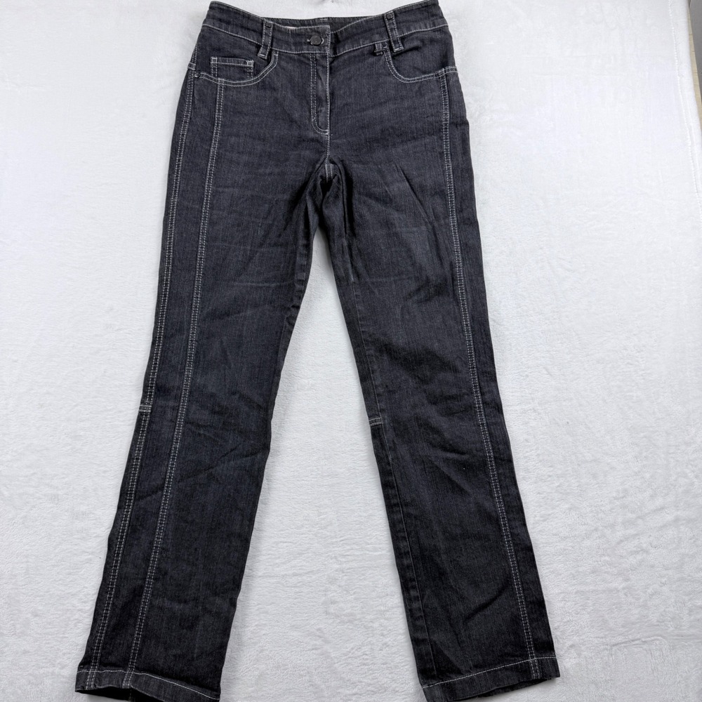 Laurel Straight Leg Jeans Dark Wash Contrast Stitch Denim Size 38